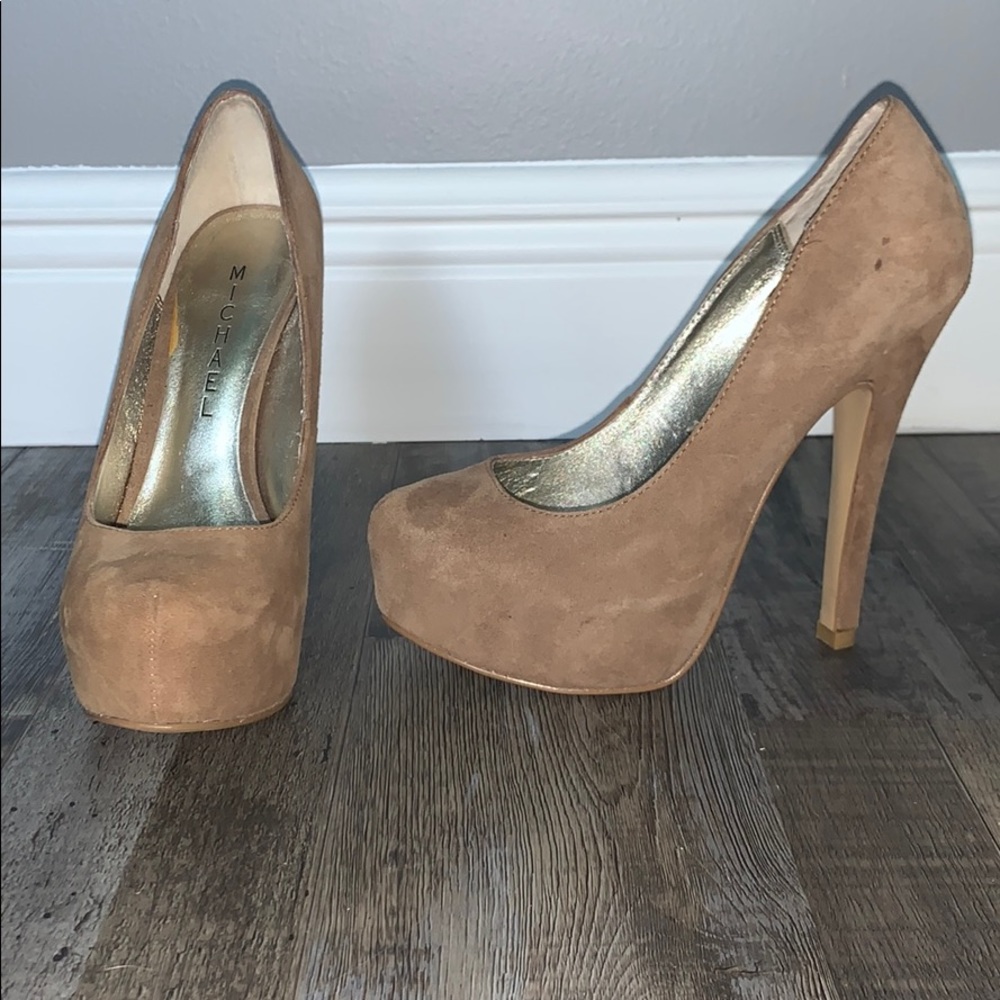Nude suede heels